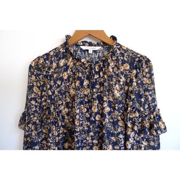 INTERMIX Marika Lurex Floral Print Ruffle Sleeve Silk Blend Blouse Top M $395 - Picture 6 of 11